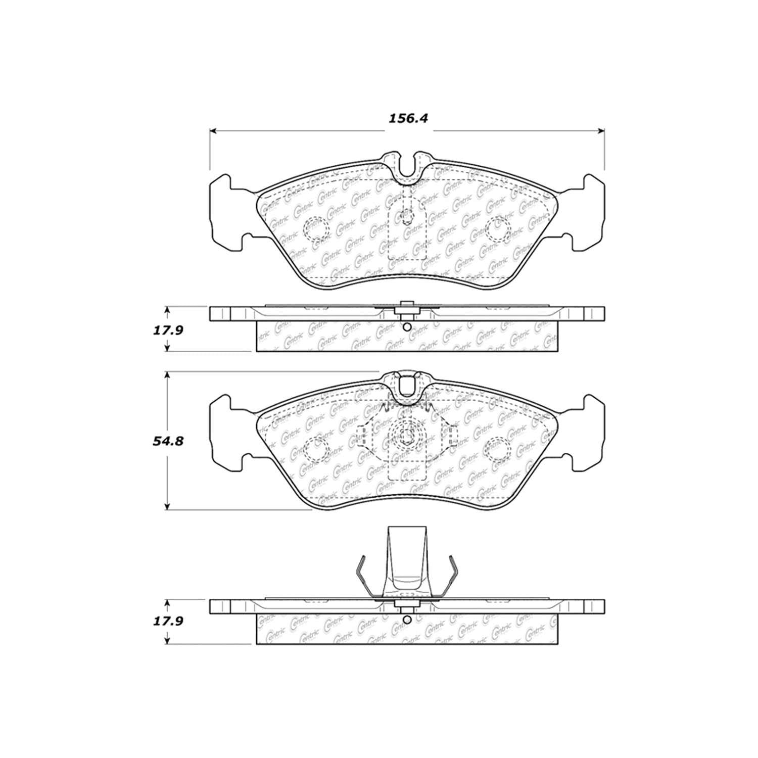 centric parts premium semi-metallic brake pads with shims and hardware  frsport 300.10060