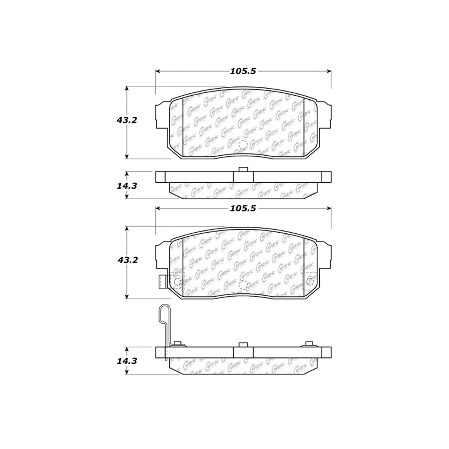 centric parts premium semi-metallic brake pads with shims and hardware  frsport 300.10080