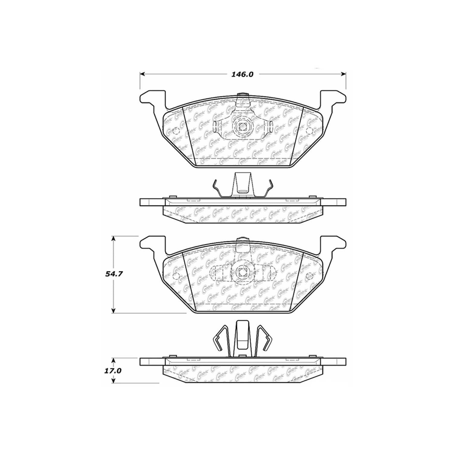 centric parts premium semi-metallic brake pads with shims  frsport 300.10550