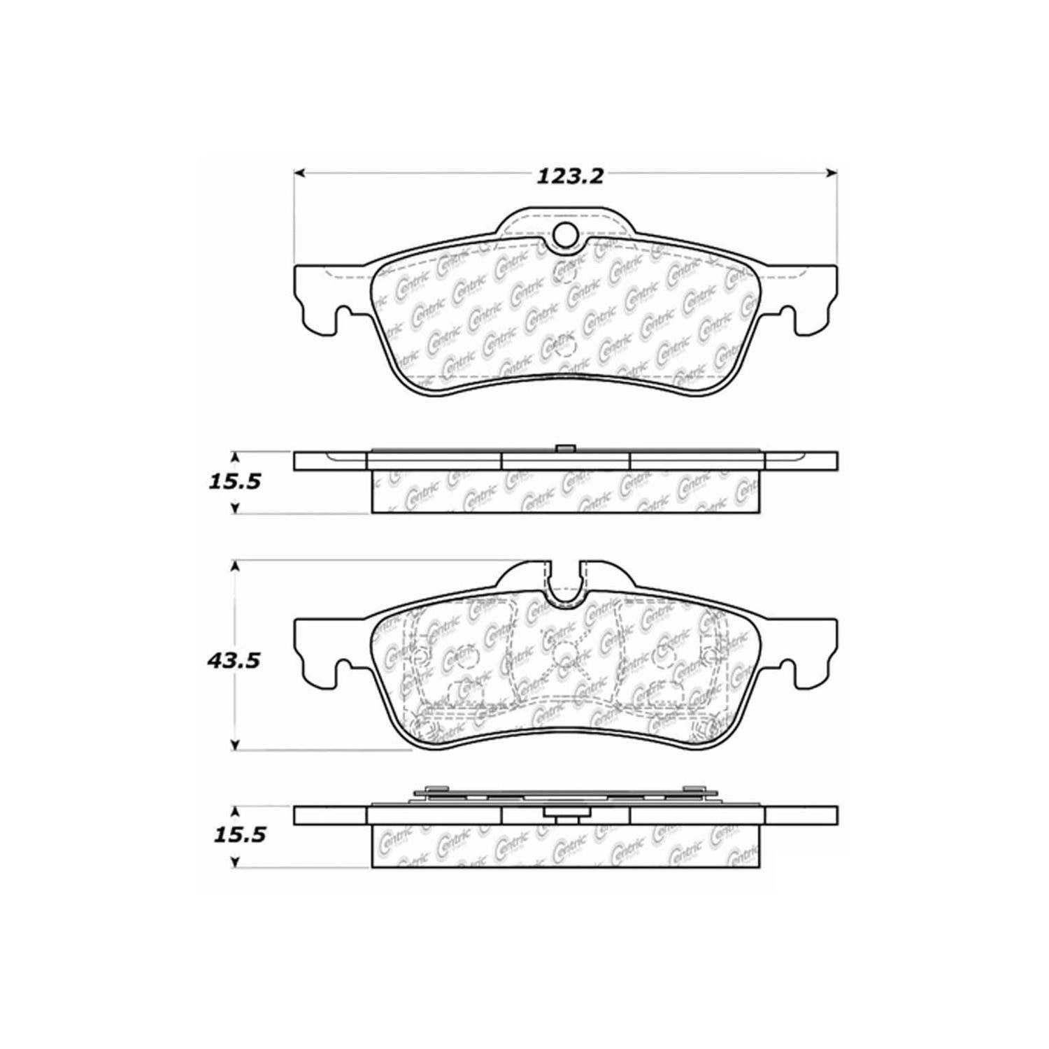 centric parts premium semi-metallic brake pads with shims and hardware  frsport 300.10600