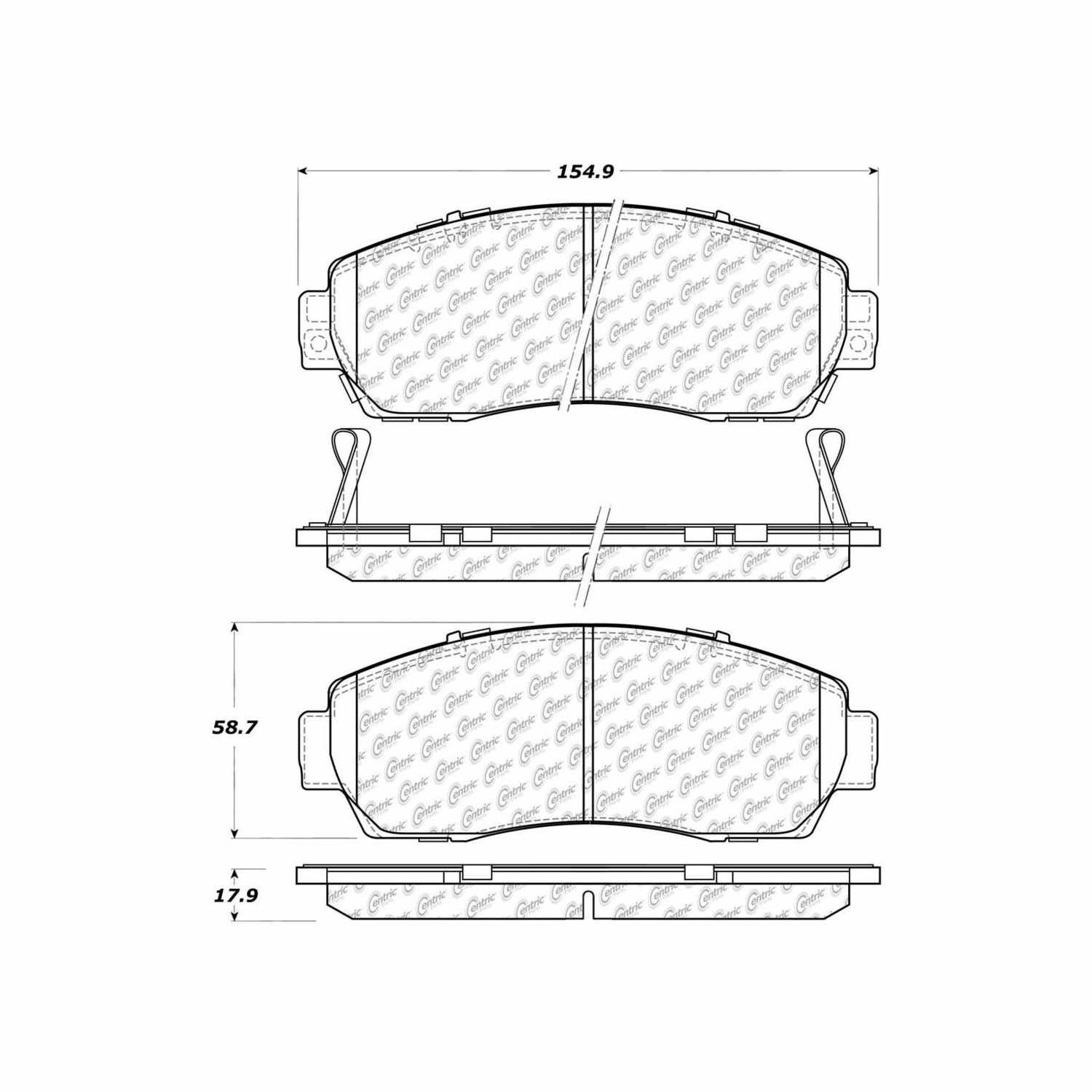 centric parts premium semi-metallic brake pads with shims and hardware  frsport 300.10890