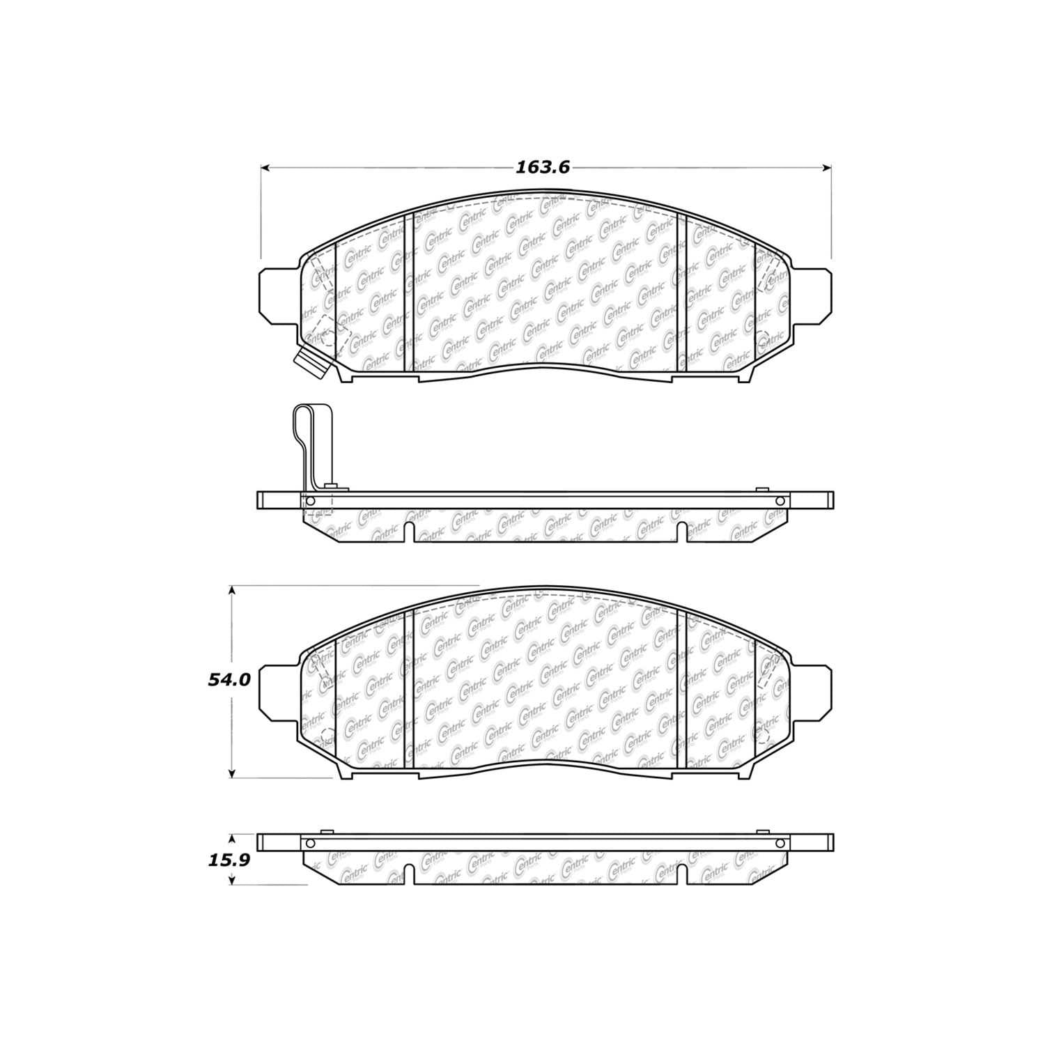 centric parts premium semi-metallic brake pads with shims and hardware  frsport 300.10940