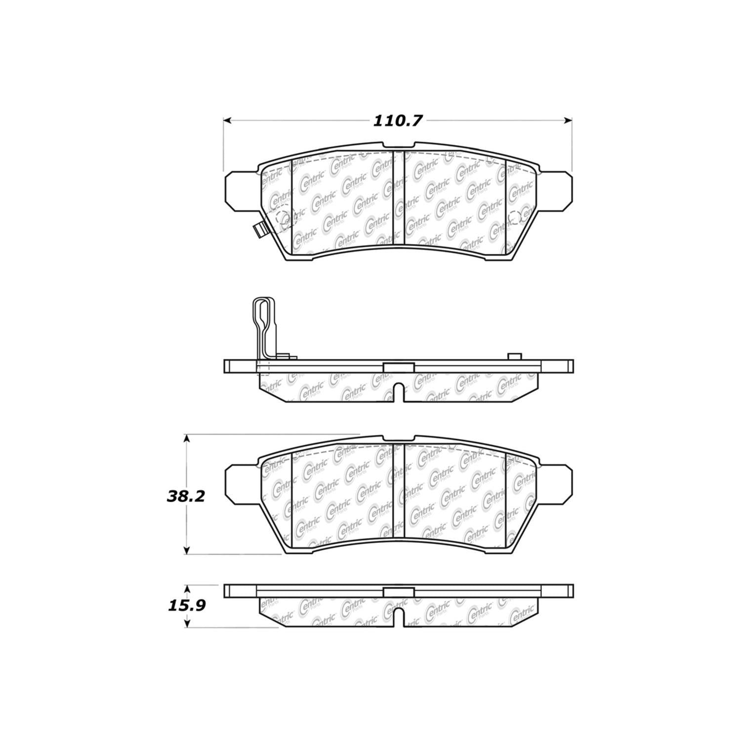 centric parts premium semi-metallic brake pads with shims and hardware  frsport 300.11000