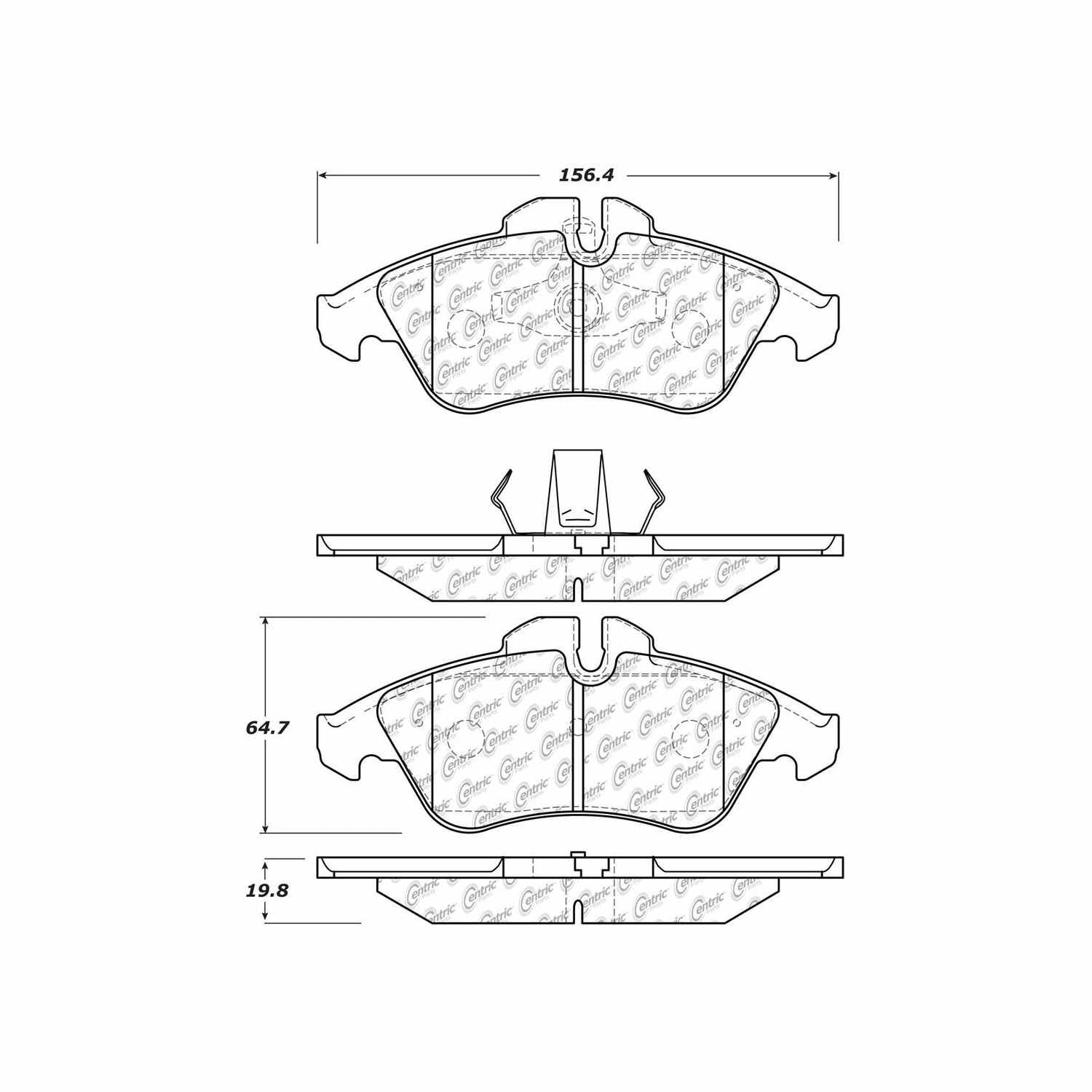 centric parts premium semi-metallic brake pads with shims and hardware  frsport 300.11770