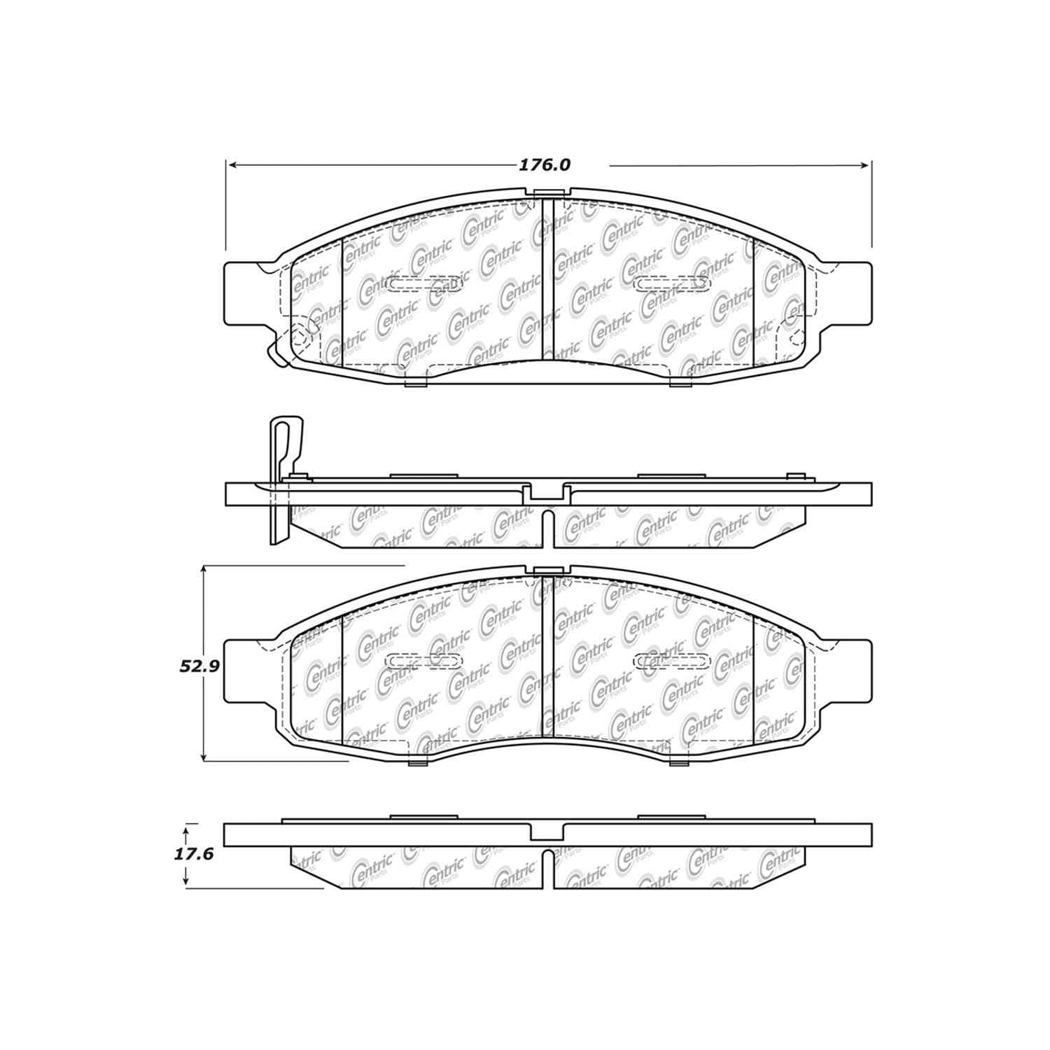 centric parts premium semi-metallic brake pads with shims and hardware  frsport 300.11830