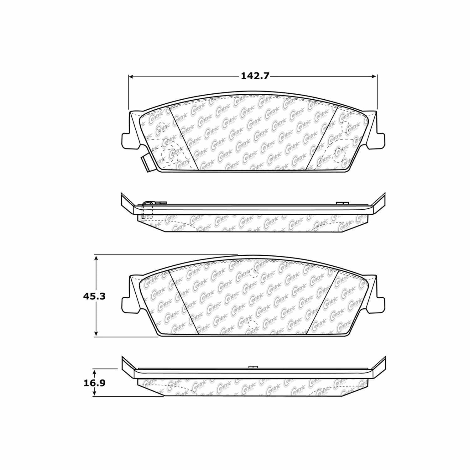 centric parts premium semi-metallic brake pads with shims and hardware  frsport 300.11940