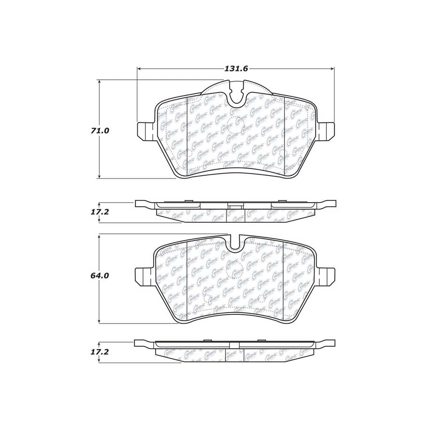 centric parts premium semi-metallic brake pads with shims and hardware  frsport 300.12040