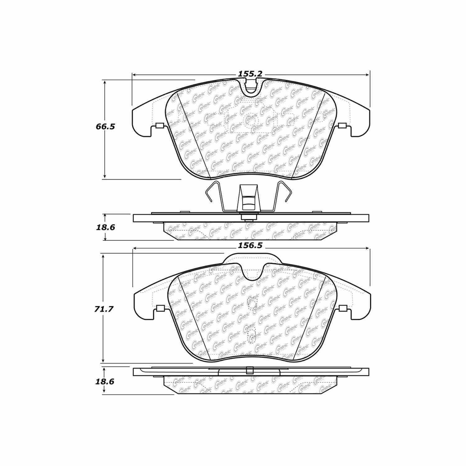 centric parts premium semi-metallic brake pads with shims and hardware  frsport 300.12410