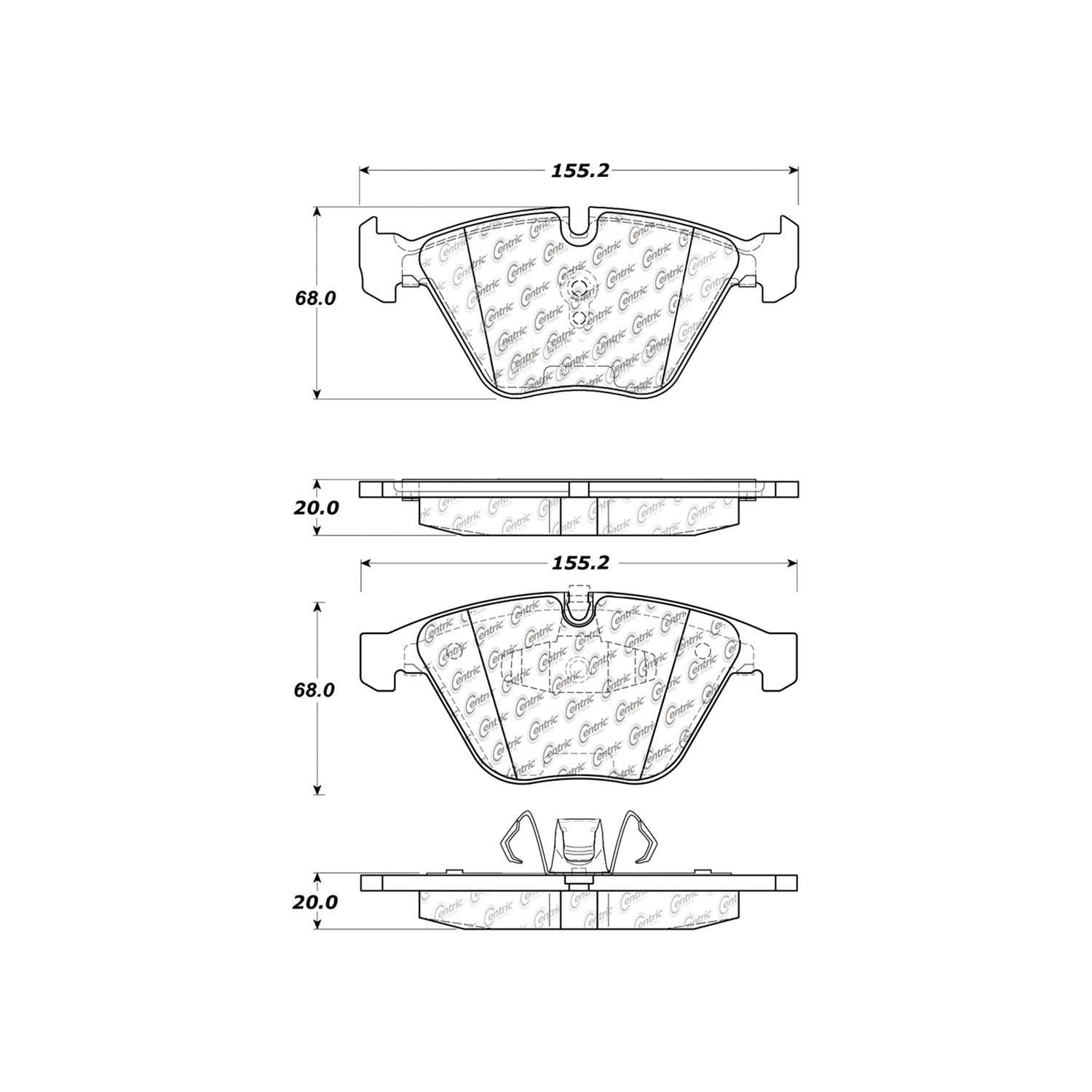 centric parts premium semi-metallic brake pads with shims and hardware  frsport 300.12600