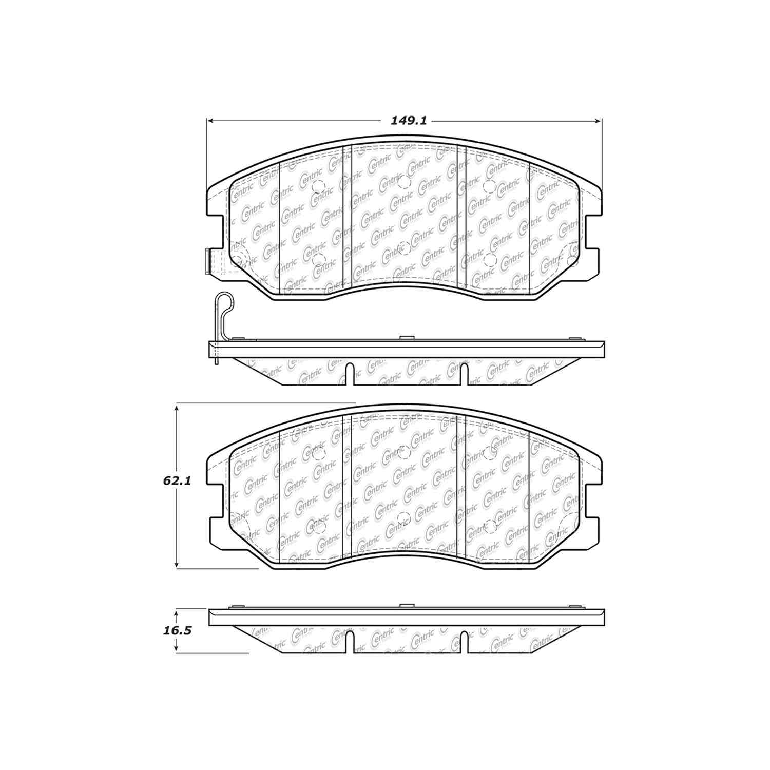 centric parts premium semi-metallic brake pads with shims and hardware  frsport 300.12640