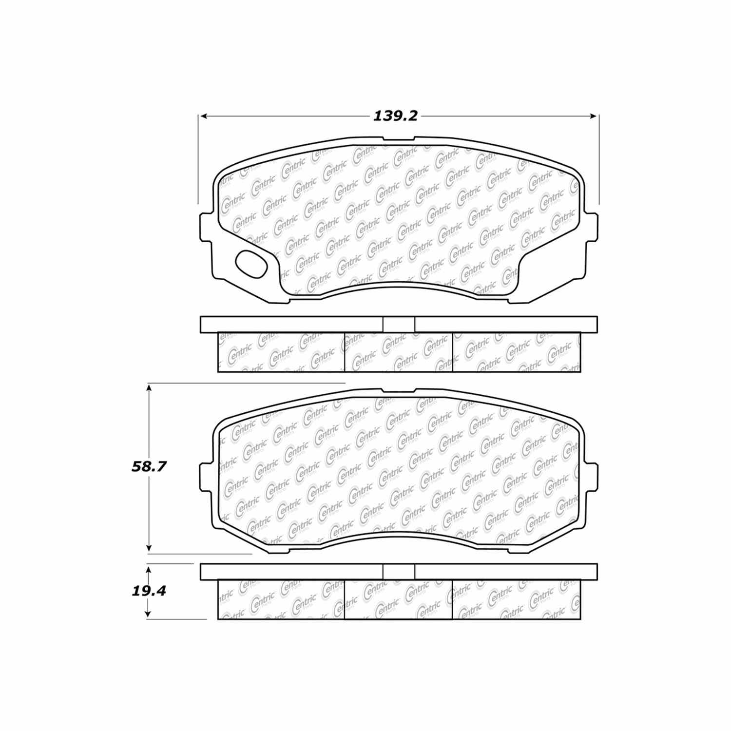 centric parts premium semi-metallic brake pads with shims and hardware  frsport 300.12650