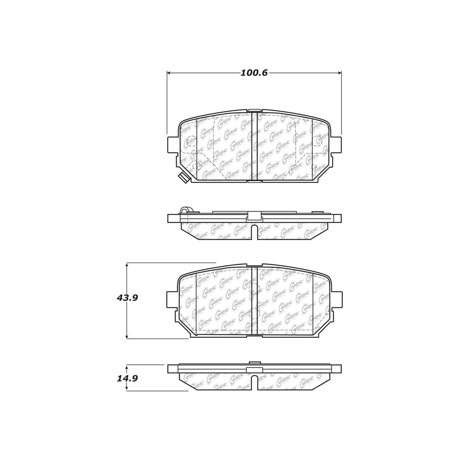 centric parts premium semi-metallic brake pads with shims and hardware  frsport 300.12960