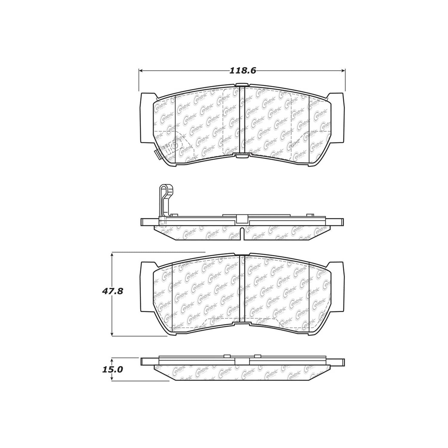 centric parts premium semi-metallic brake pads with shims and hardware  frsport 300.12970