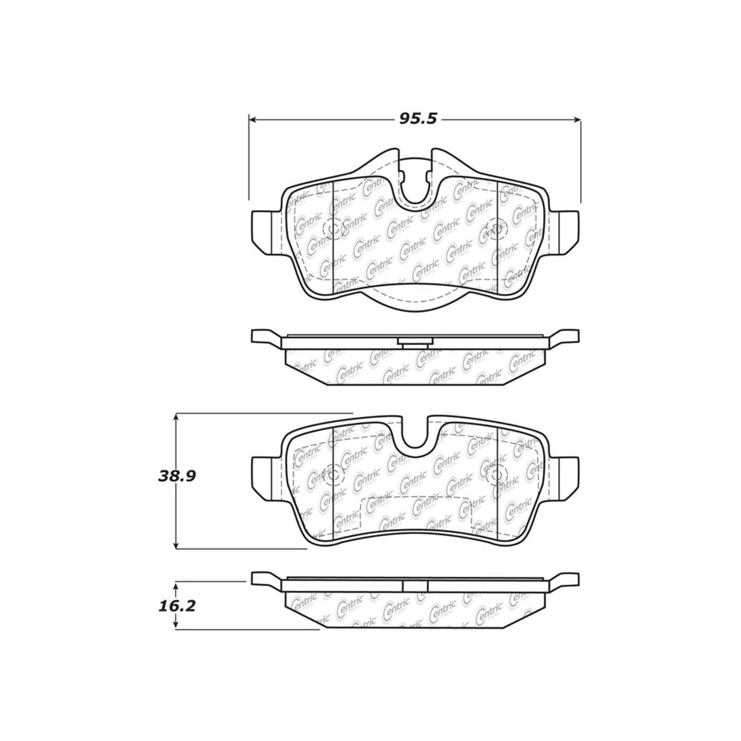 centric parts premium semi-metallic brake pads with shims and hardware  frsport 300.13090