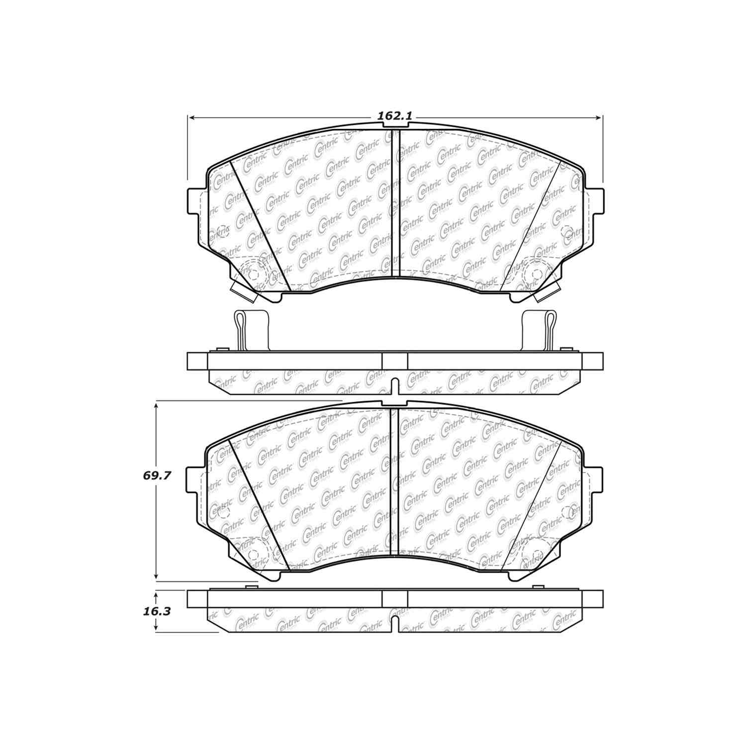 centric parts premium semi-metallic brake pads with shims and hardware  frsport 300.13310