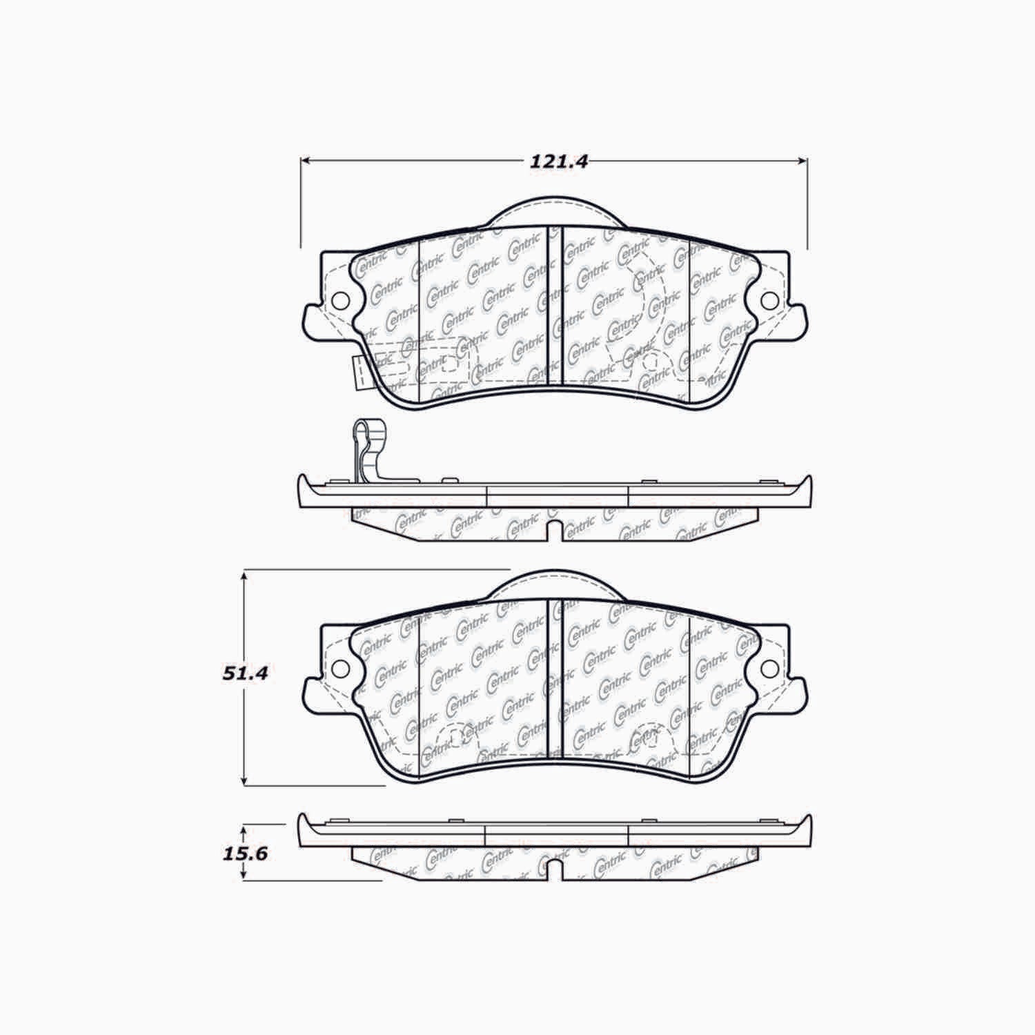 centric parts premium semi-metallic brake pads with shims and hardware  frsport 300.13520