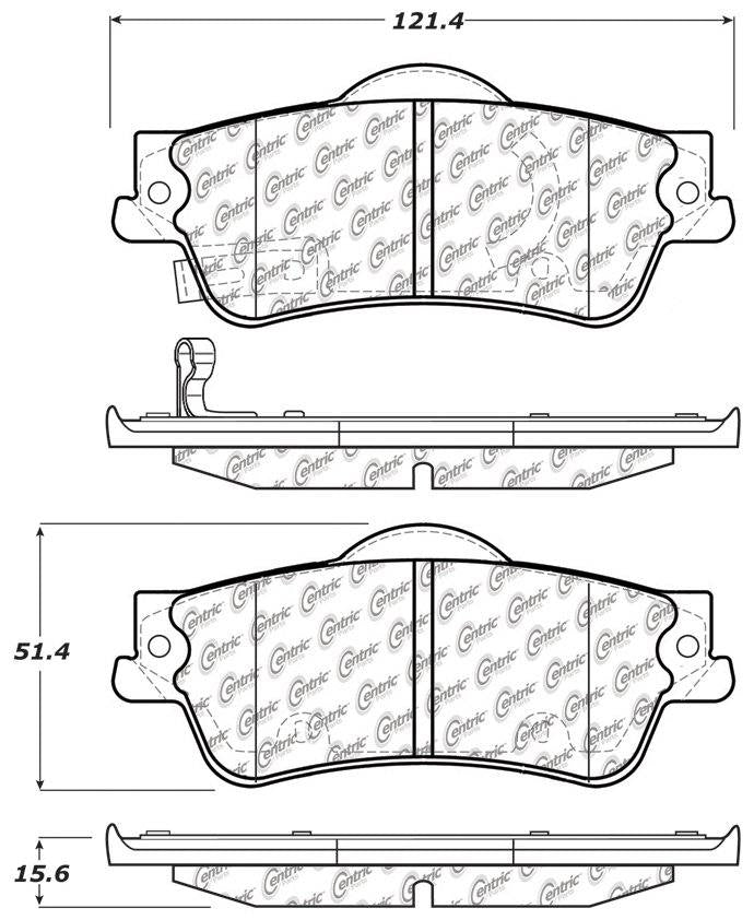 Centric Parts Premium Semi-Metallic Brake Pads with Shims and Hardware  top view frsport 300.13520