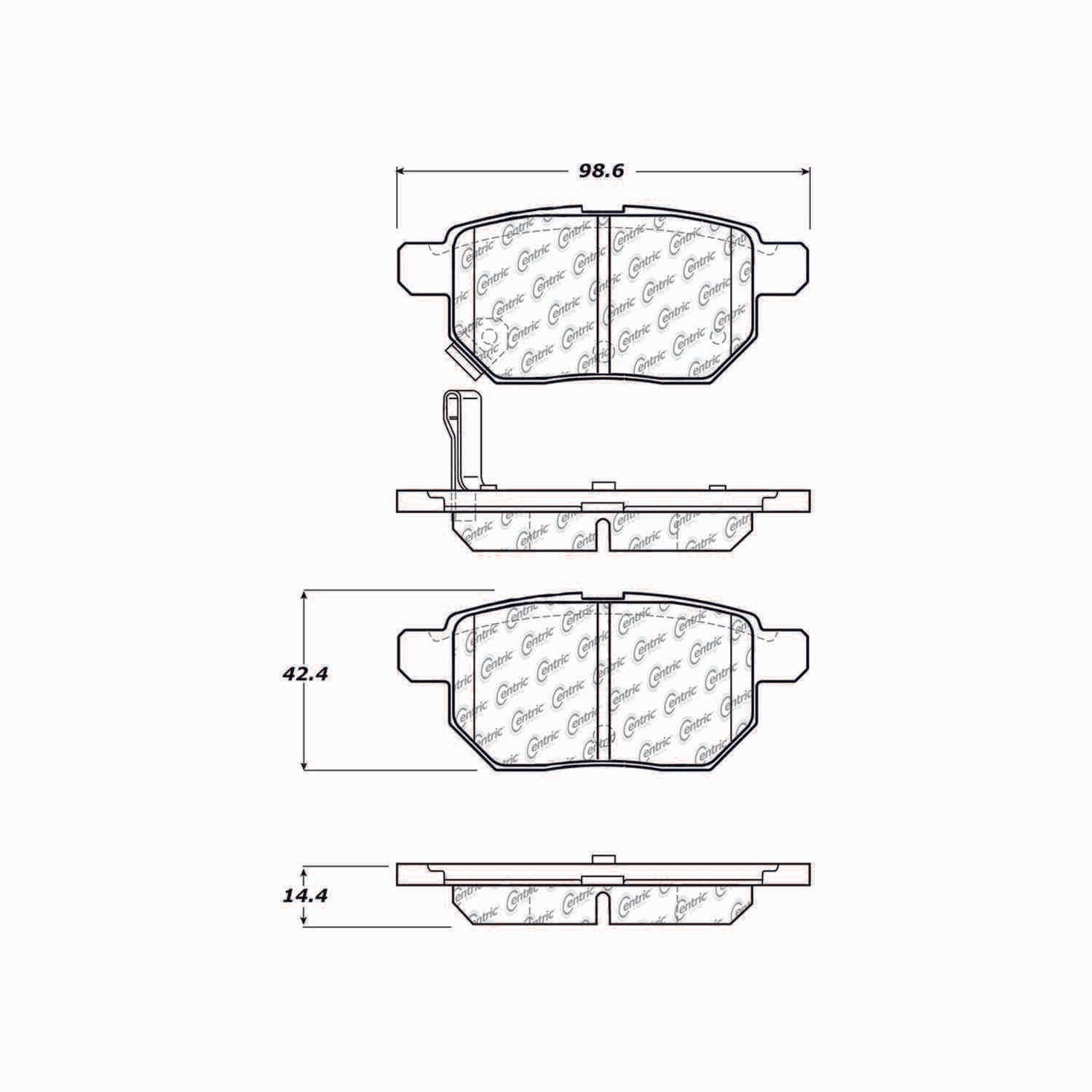 centric parts premium semi-metallic brake pads with shims and hardware  frsport 300.13540