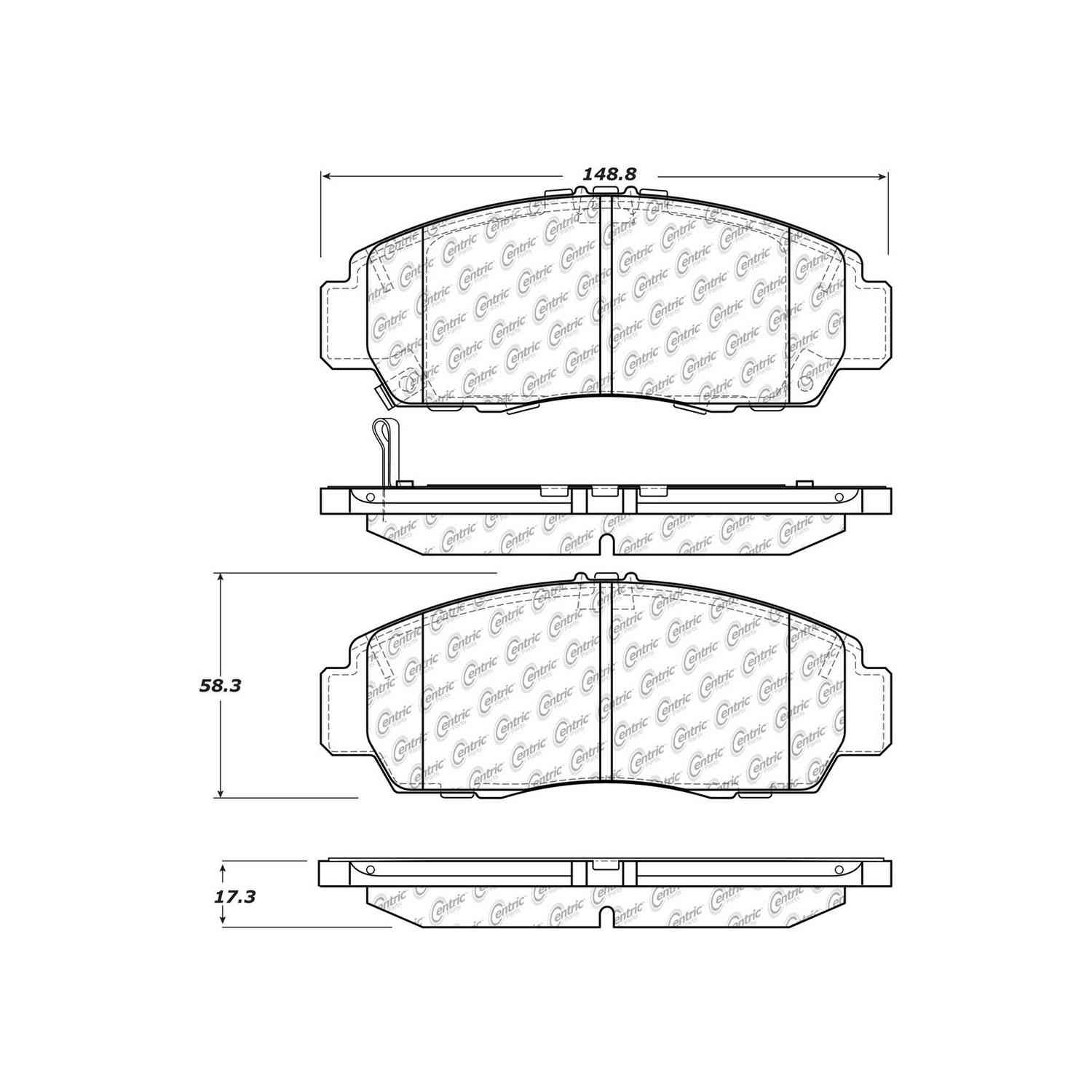 centric parts premium semi-metallic brake pads with shims and hardware  frsport 300.15060