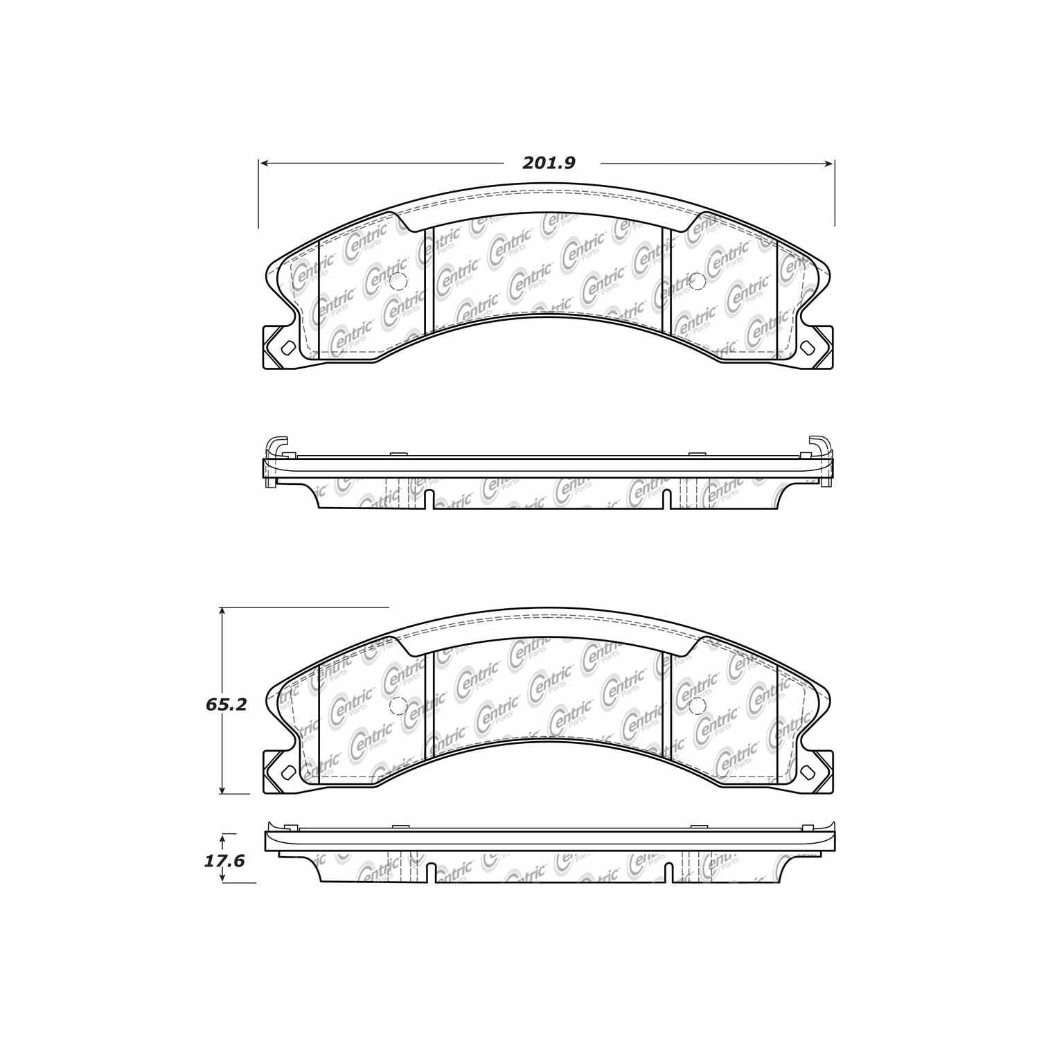 centric parts premium semi-metallic brake pads with shims and hardware  frsport 300.15651