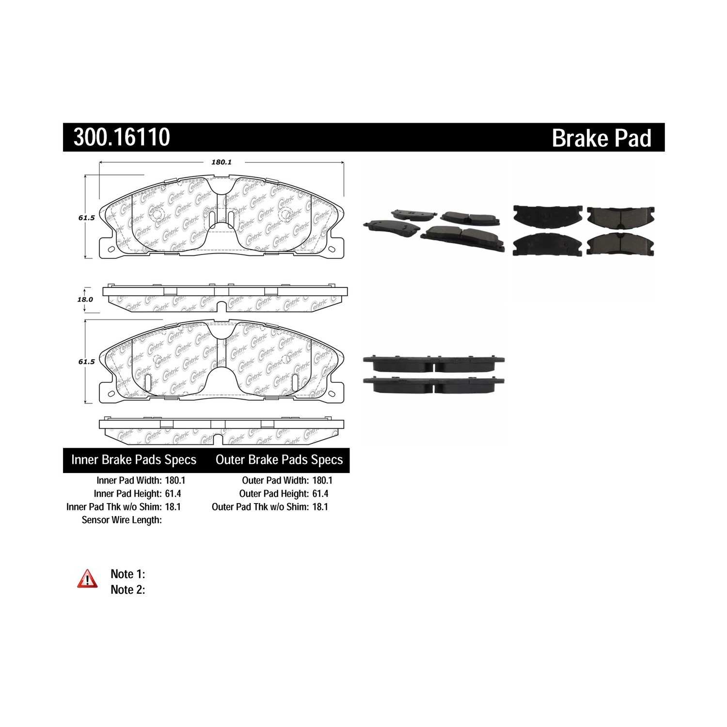 centric parts premium semi-metallic brake pads with shims and hardware  frsport 300.16110