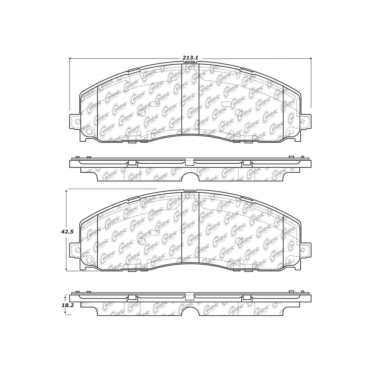 centric parts premium semi-metallic brake pads with shims and hardware  frsport 300.16800