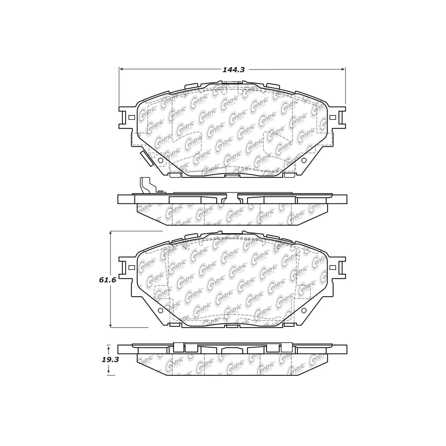 centric parts premium semi-metallic brake pads with shims and hardware  frsport 300.16820