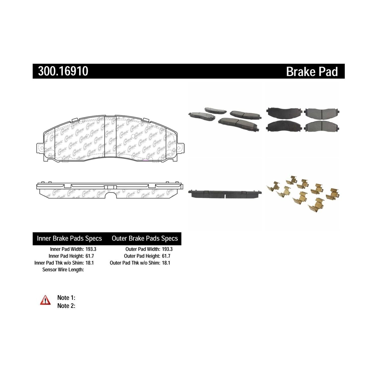 centric parts premium semi-metallic brake pads with shims and hardware  frsport 300.16910