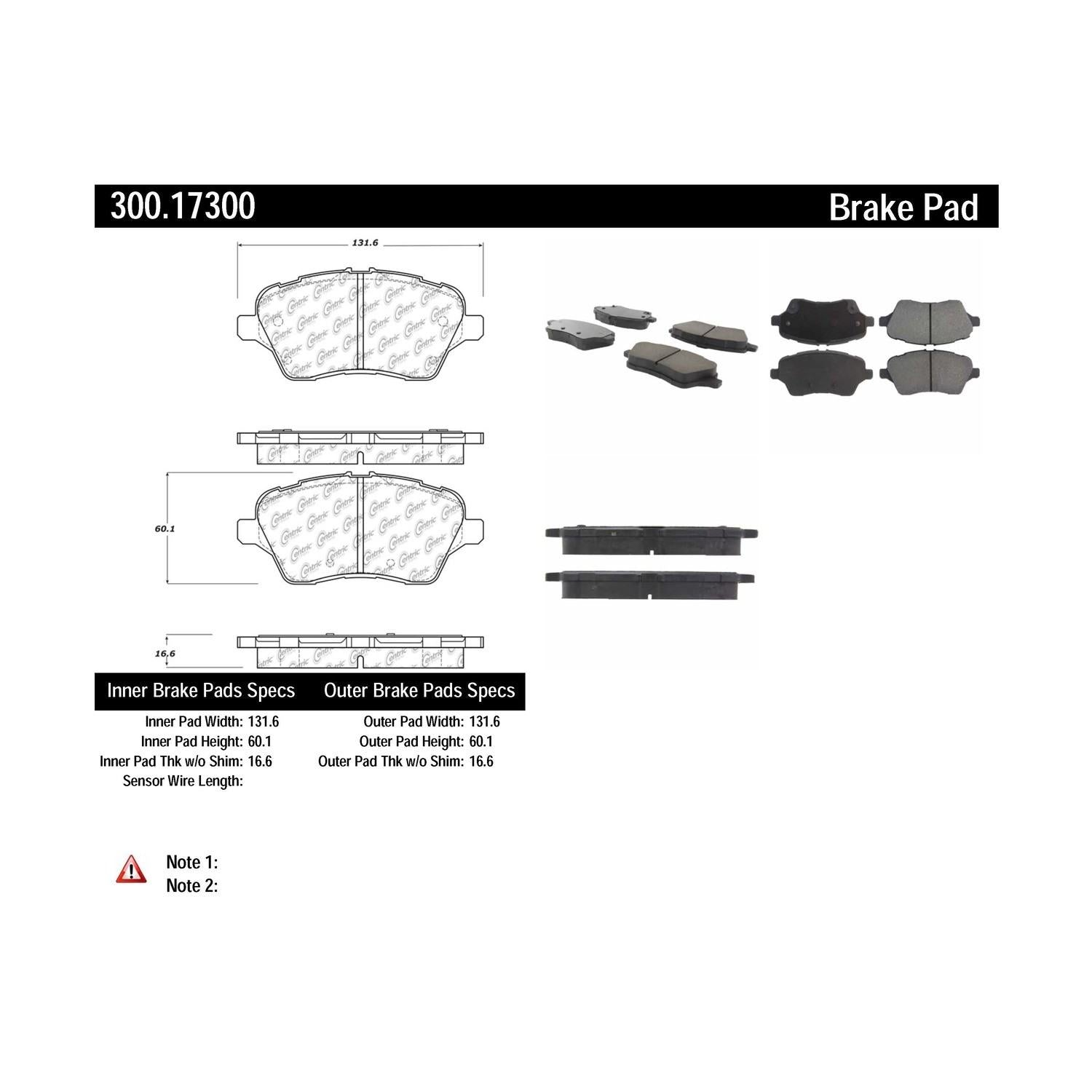 centric parts premium semi-metallic brake pads with shims and hardware  frsport 300.17300