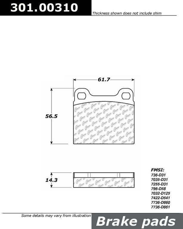 Stoptech Centric Centric Premium Ceramic Brake Pads 301.00310