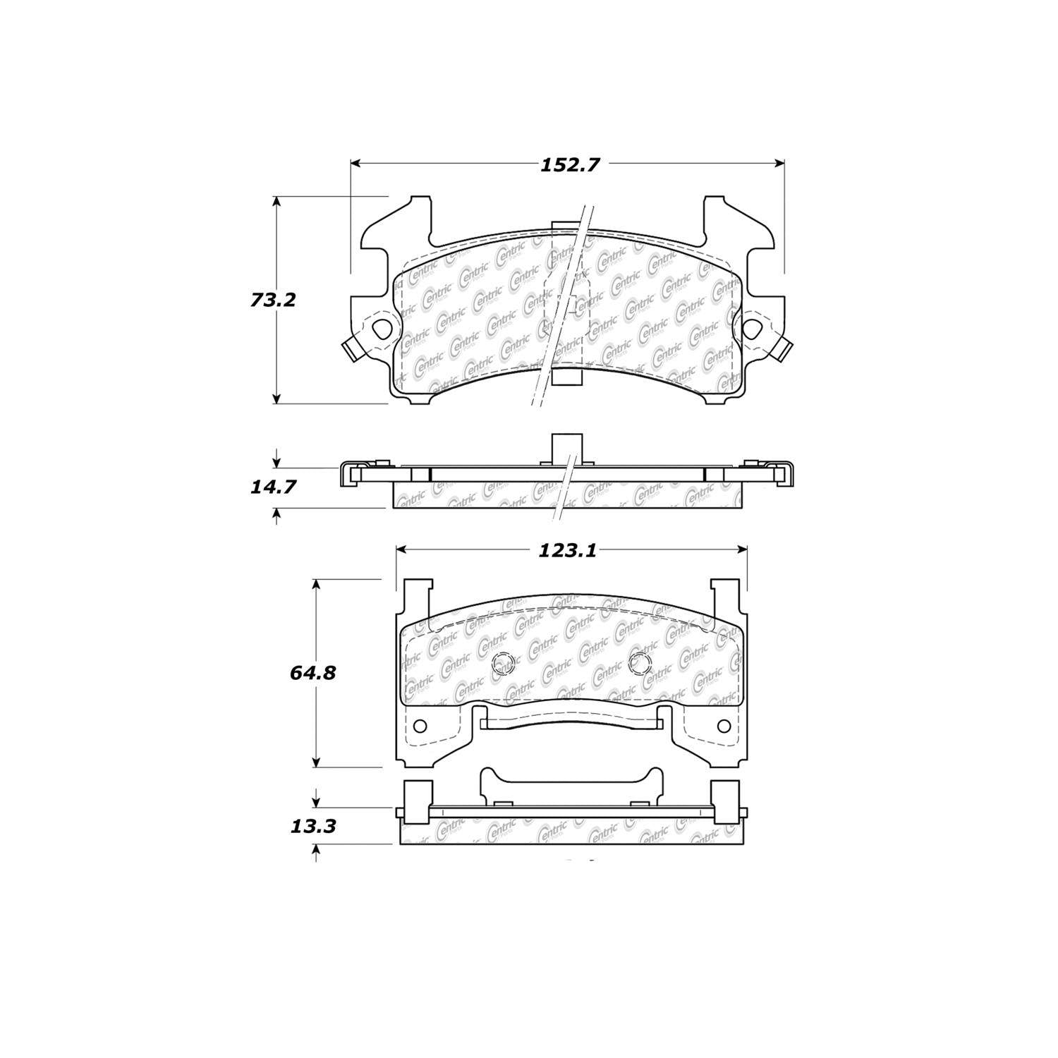 centric parts premium ceramic brake pads with shims and hardware  frsport 301.01540