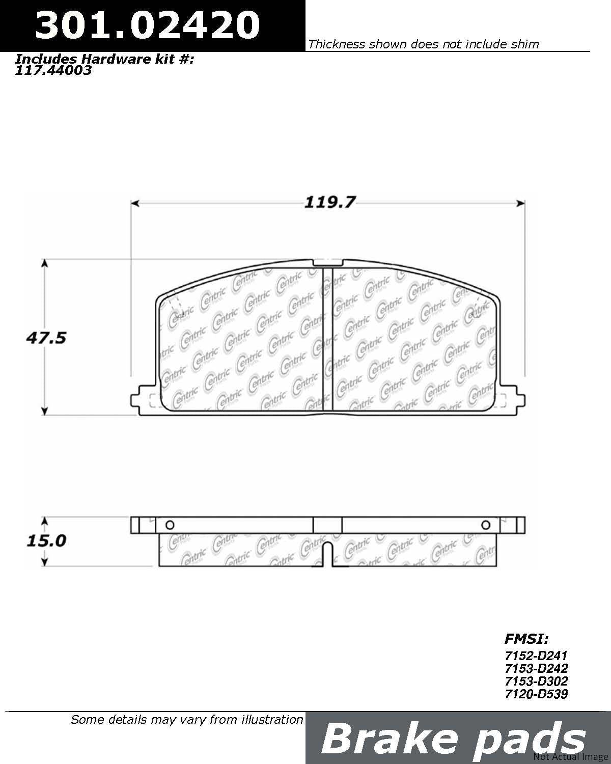 Stoptech Centric Centric Premium Ceramic Brake Pads 301.02420