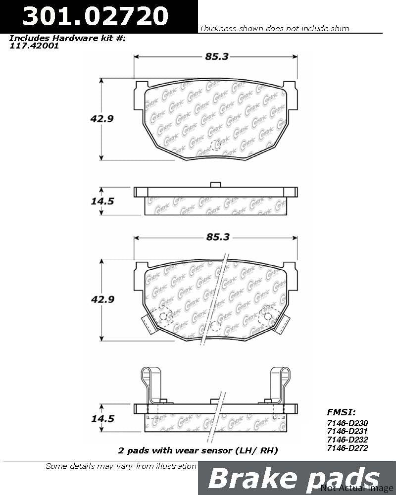 Stoptech Centric Centric Premium Ceramic Brake Pads 301.02720