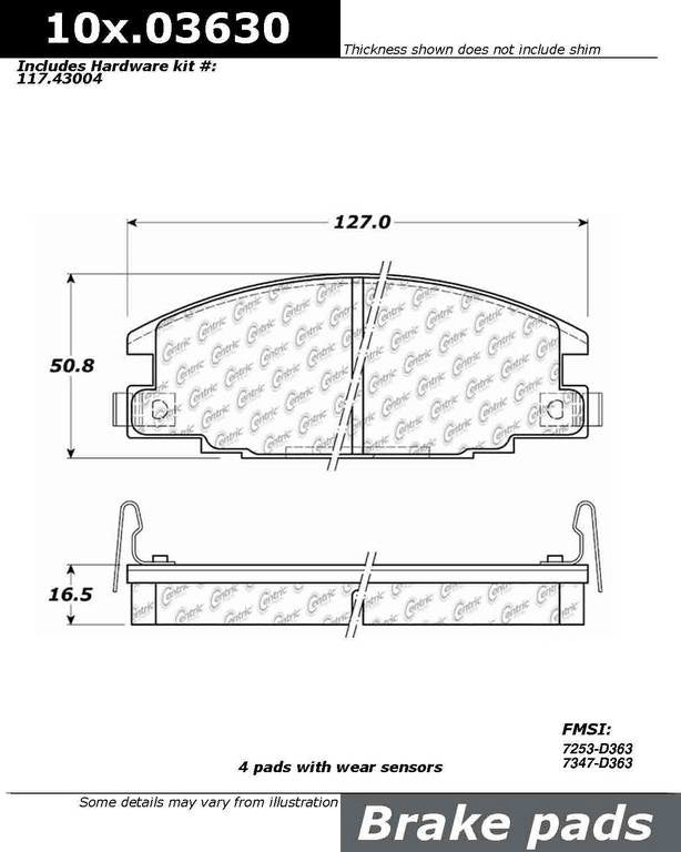 Stoptech Centric Centric Premium Ceramic Brake Pads 301.03630