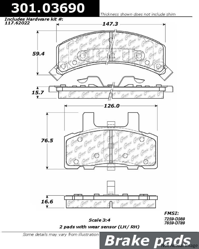 Stoptech Centric Centric Premium Ceramic Brake Pads 301.03690