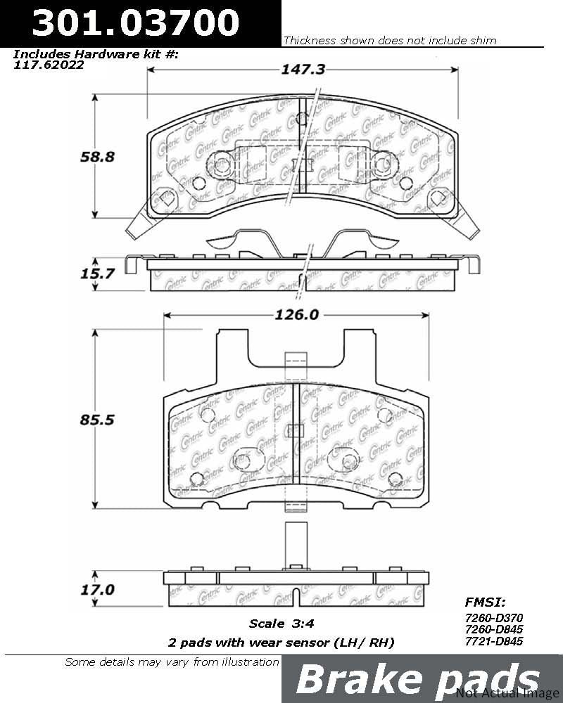 Stoptech Centric Centric Premium Ceramic Brake Pads 301.03700