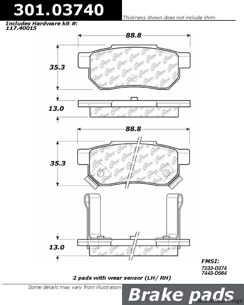 Stoptech Centric Centric Premium Ceramic Brake Pads 301.03740