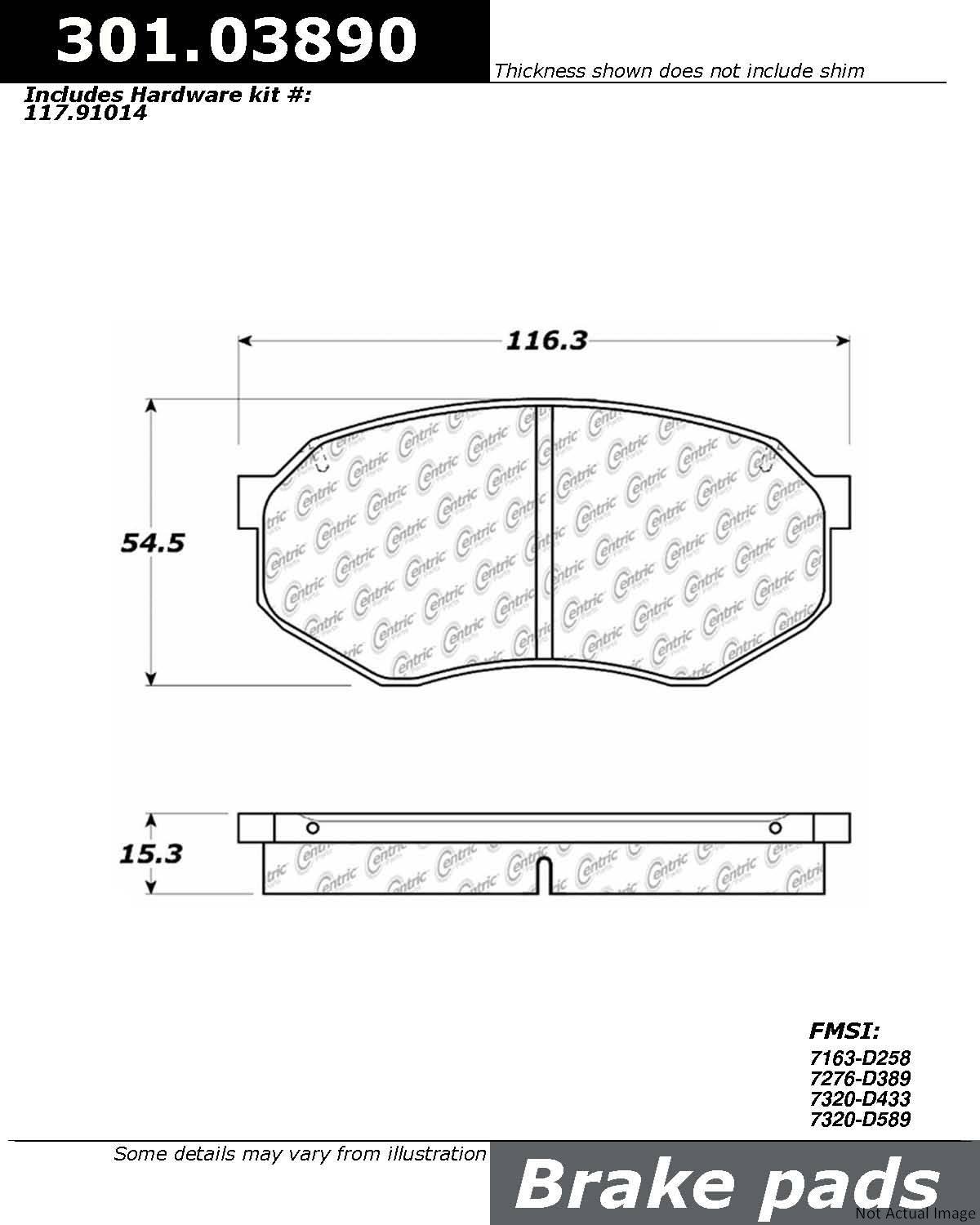 Stoptech Centric Centric Premium Ceramic Brake Pads 301.03890