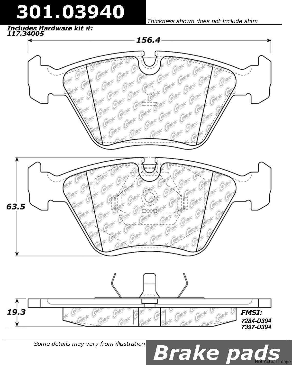 Stoptech Centric Centric Premium Ceramic Brake Pads 301.03940