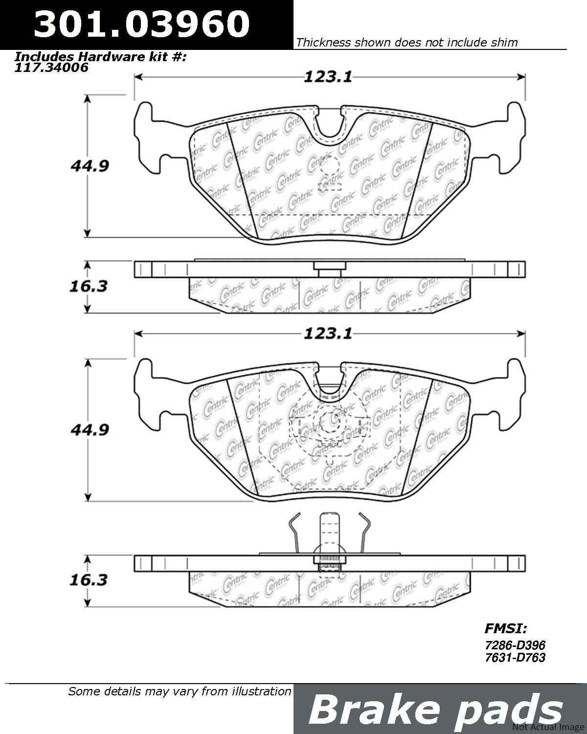 Stoptech Centric Centric Premium Ceramic Brake Pads 301.03960