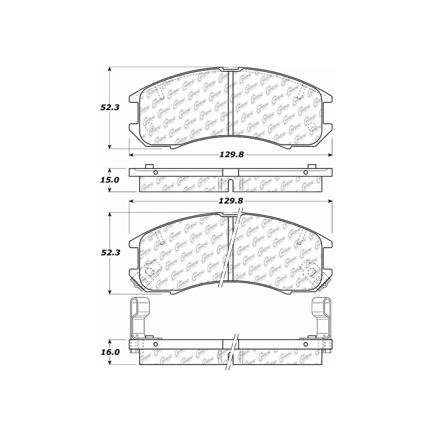 centric parts premium ceramic brake pads with shims and hardware  frsport 301.03990