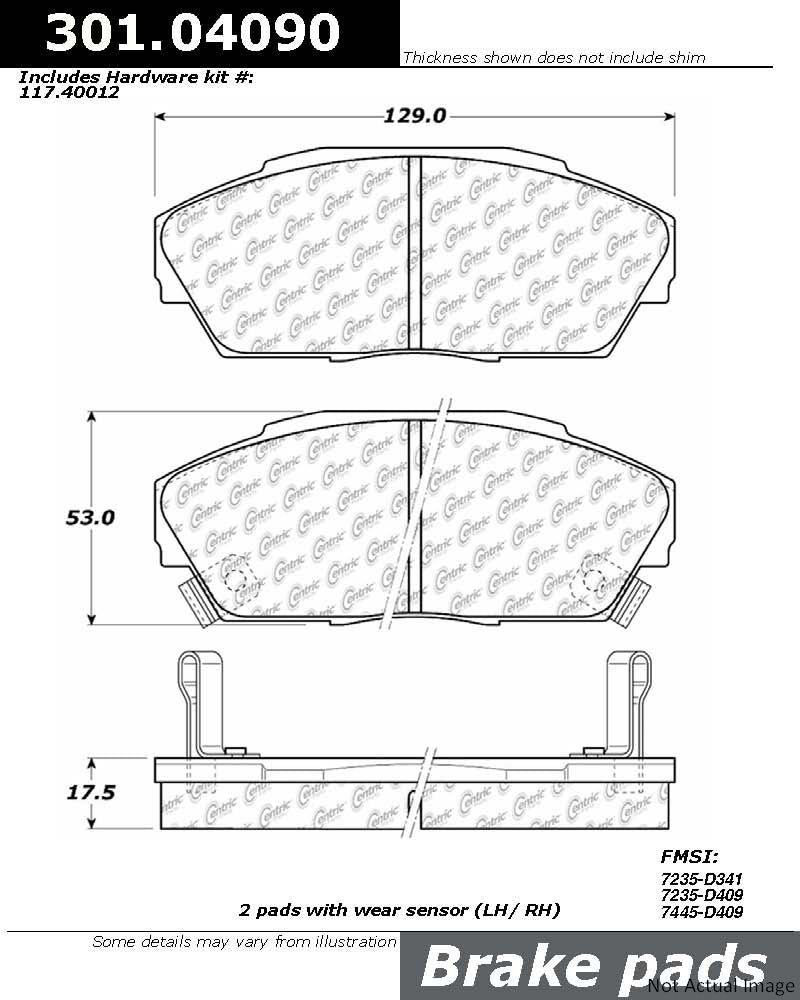 Stoptech Centric Centric Premium Ceramic Brake Pads 301.04090