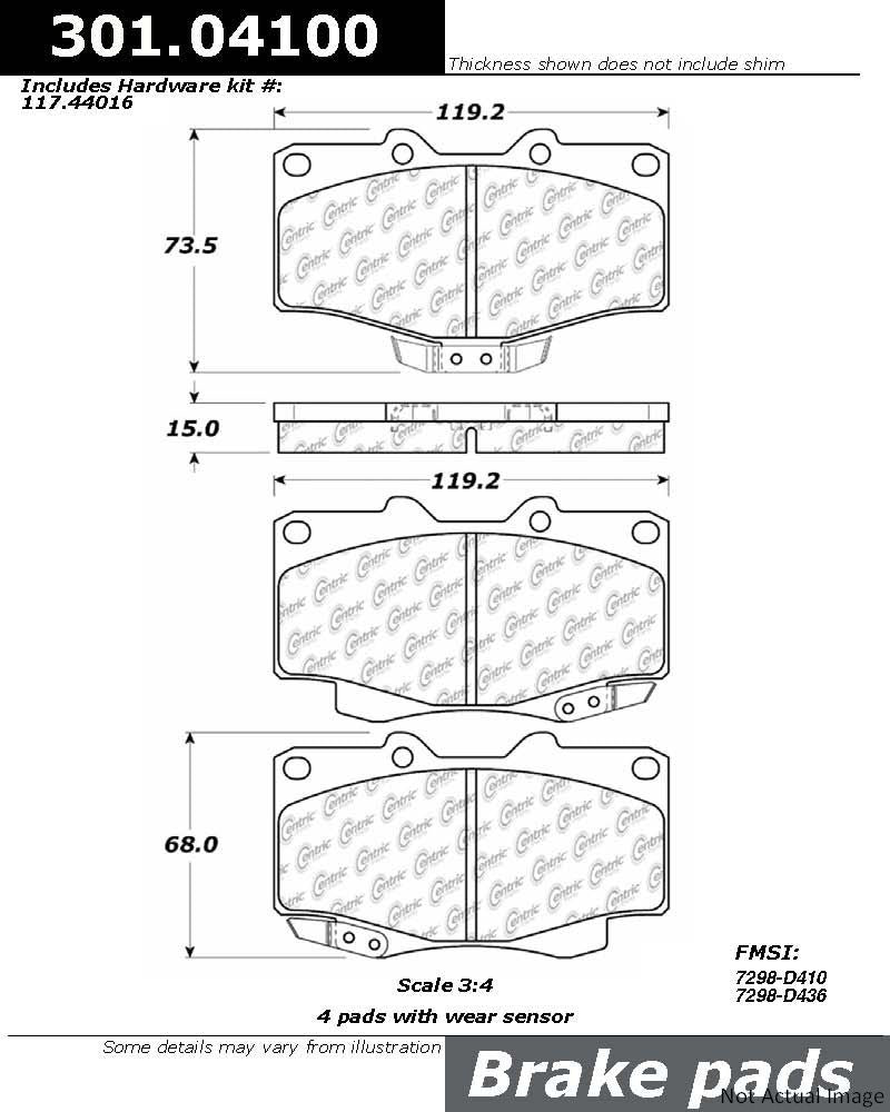 Stoptech Centric Centric Premium Ceramic Brake Pads 301.04100