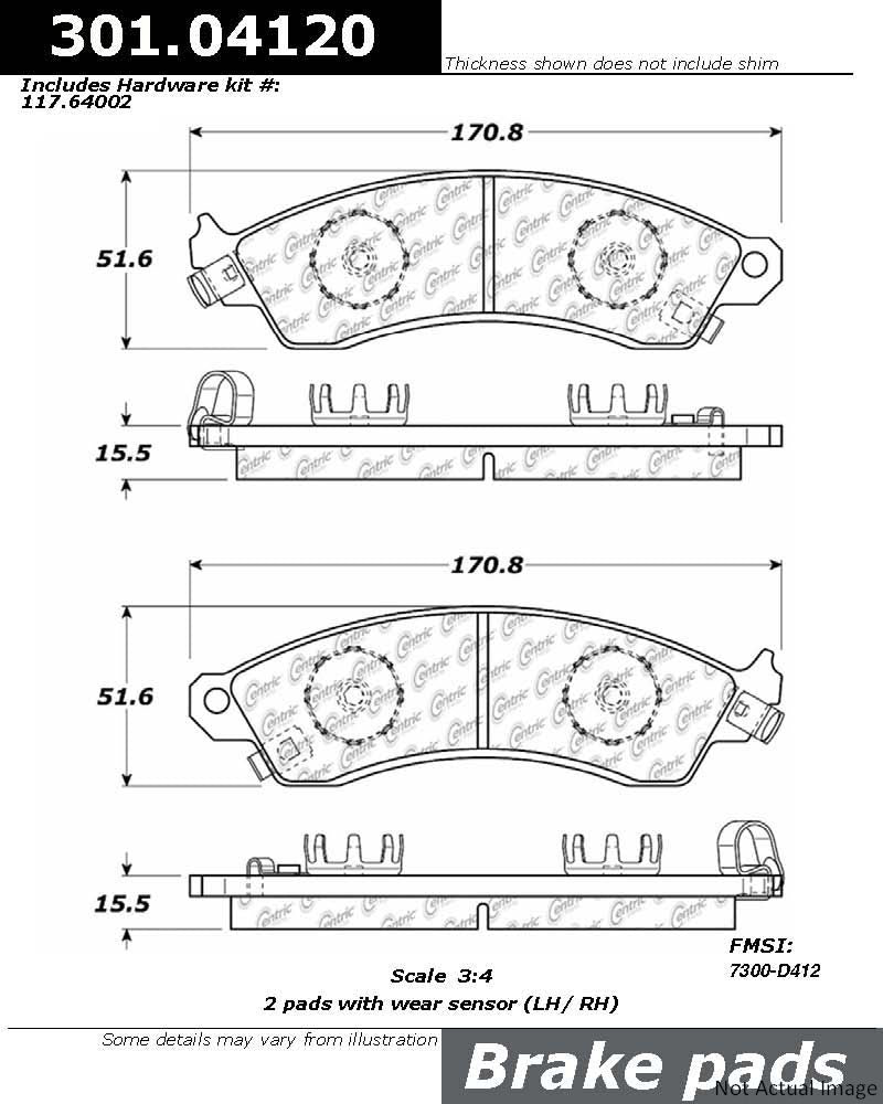 Stoptech Centric Centric Premium Ceramic Brake Pads 301.04120