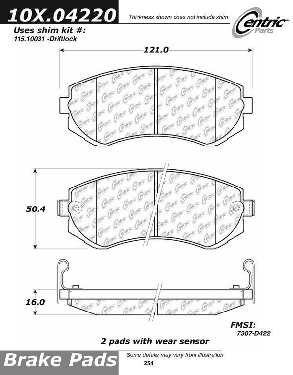 Stoptech Centric Centric Premium Ceramic Brake Pads 301.04220