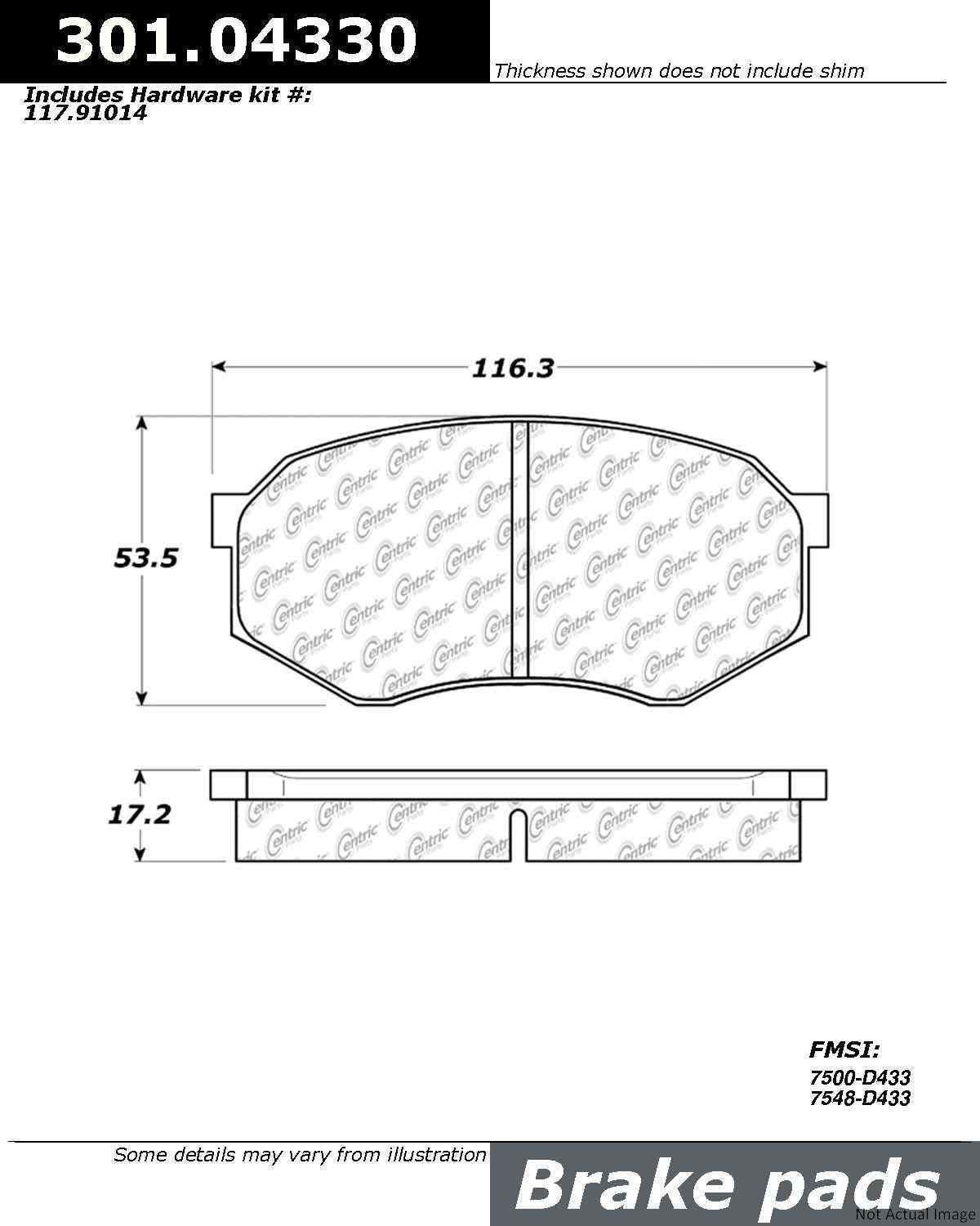 Stoptech Centric Centric Premium Ceramic Brake Pads 301.04330