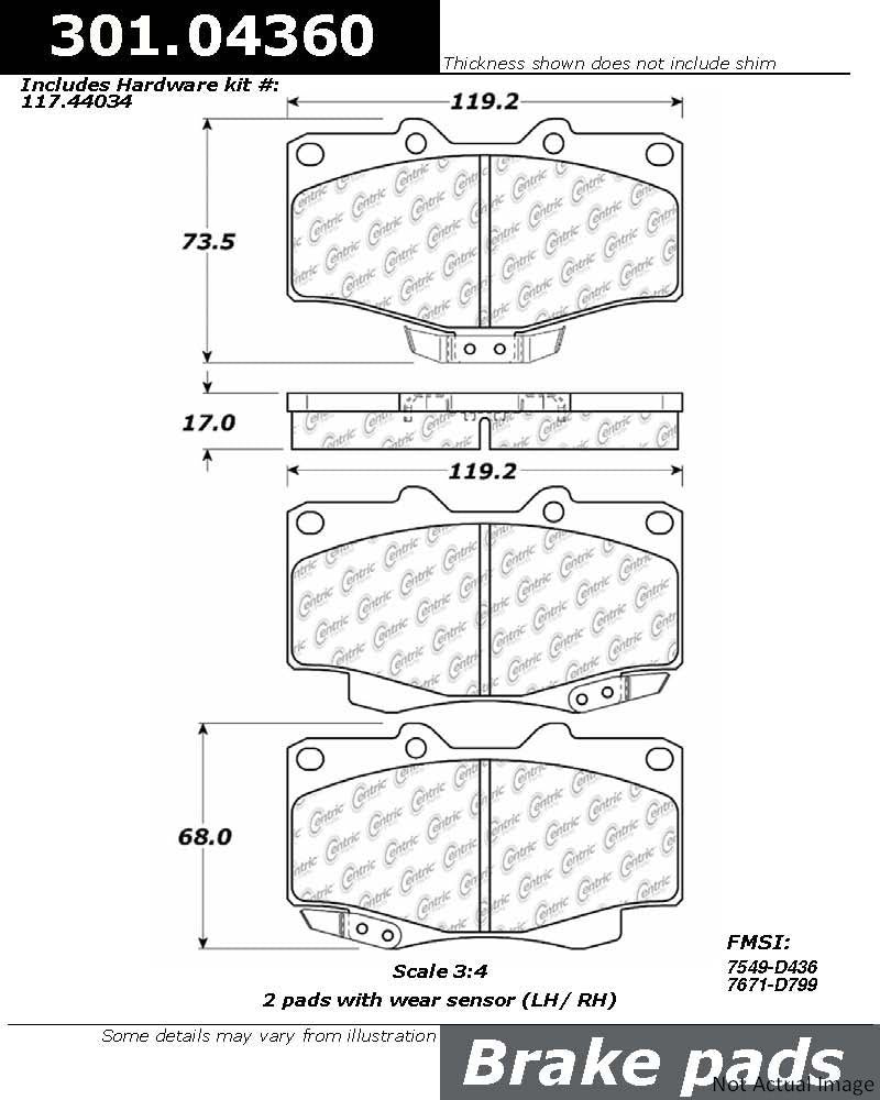 Stoptech Centric Centric Premium Ceramic Brake Pads 301.04360