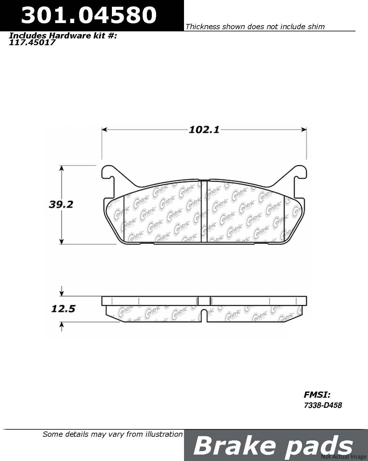 Stoptech Centric Centric Premium Ceramic Brake Pads 301.04580