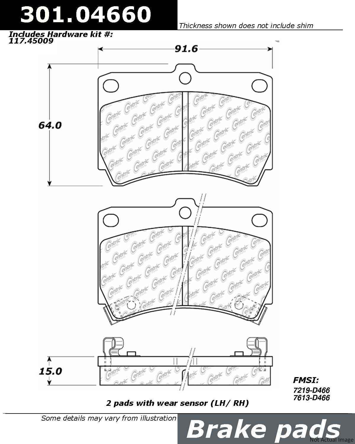 Stoptech Centric Centric Premium Ceramic Brake Pads 301.04660