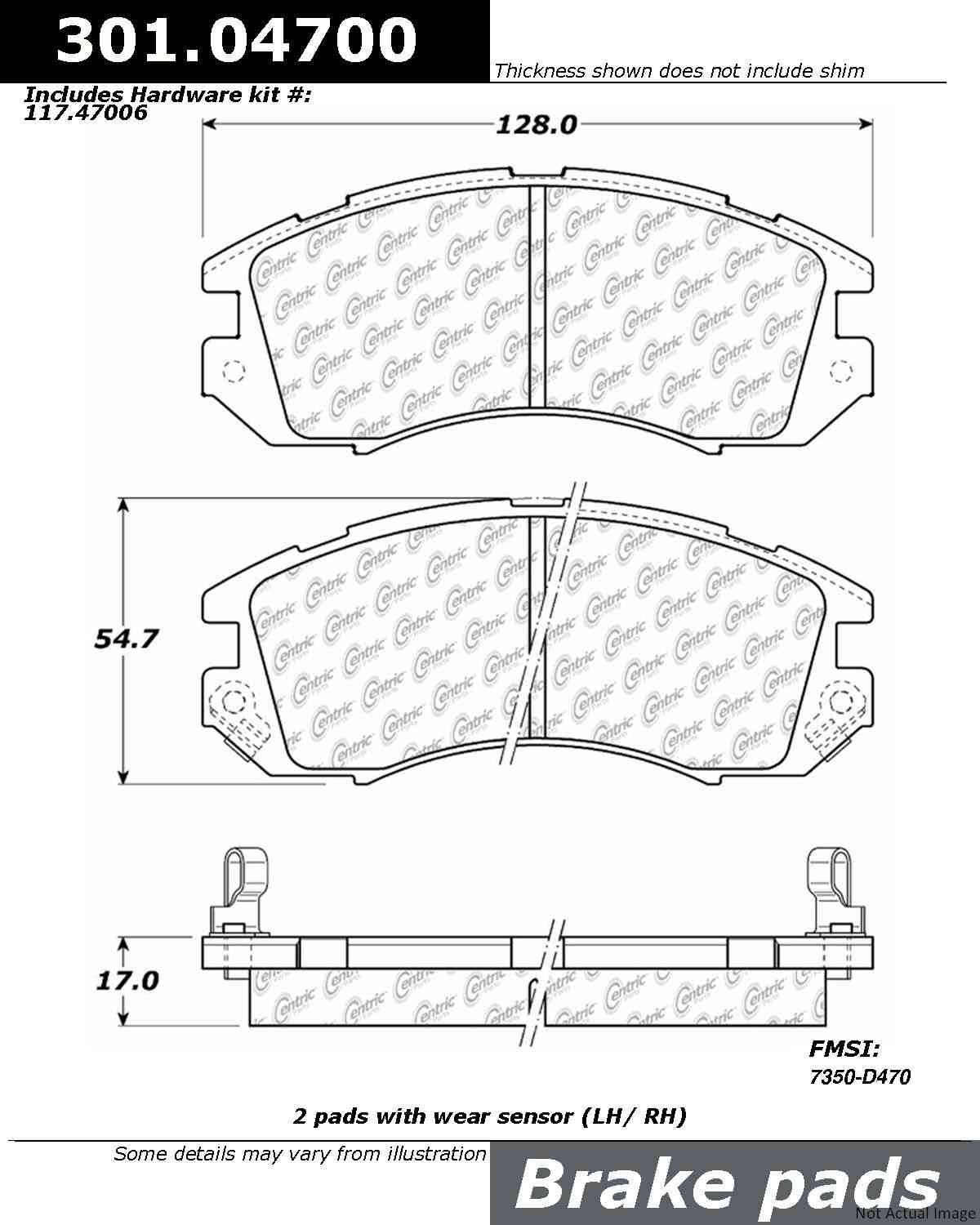 Stoptech Centric Centric Premium Ceramic Brake Pads 301.04700